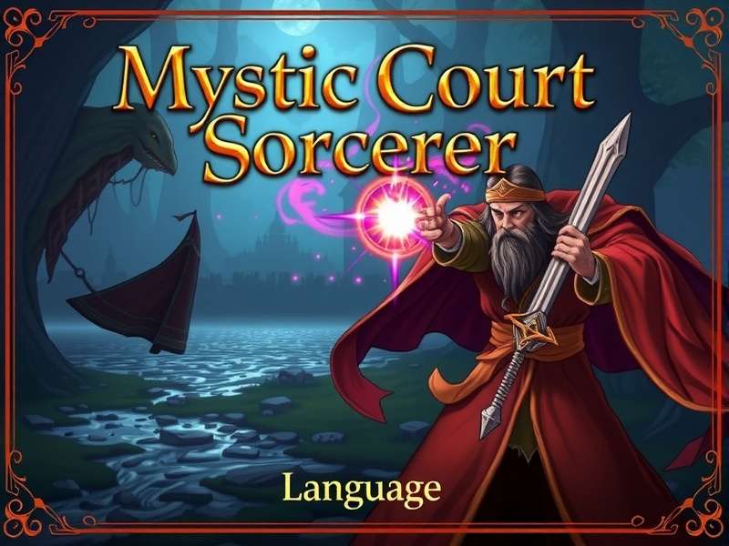 Mystic Court Sorcerer game banner showing magical battle